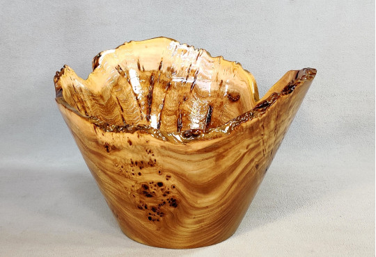 Wooden Bowl Hand Carved Elm Burl Wood